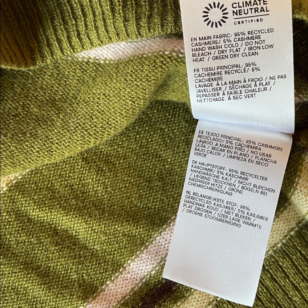Reformation Cashmere Boyfriend Crewneck Sweater Striped Green Size Small - Picture 7 of 7